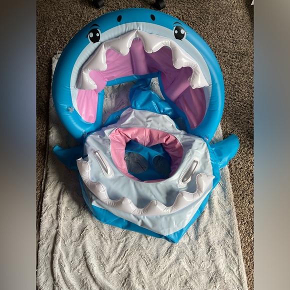 Baby Float Swimming Pool Toddler Floaties with Inflatable Canopy Shark 6-36 M - Picture 3 of 9